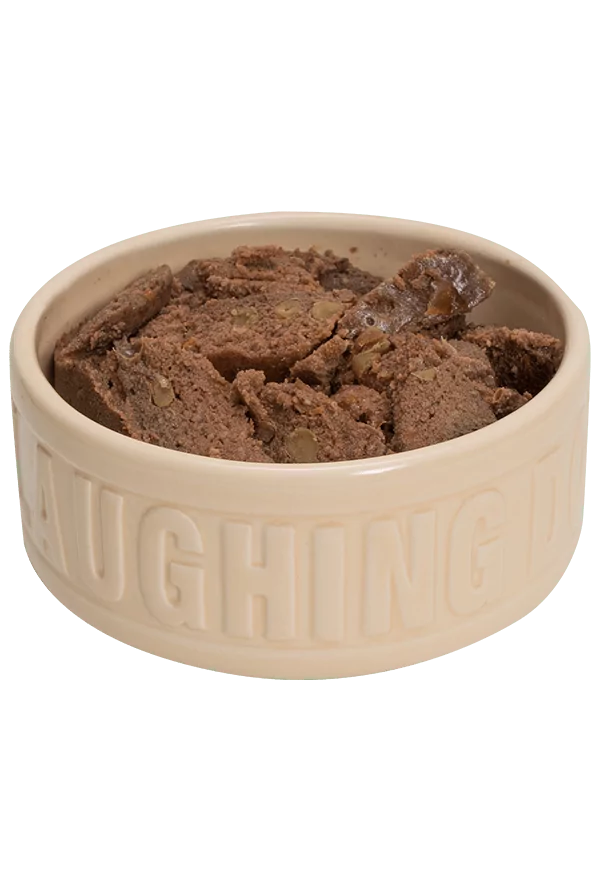 Bowl of wet dog food duck flavour | Laughing Dog Food