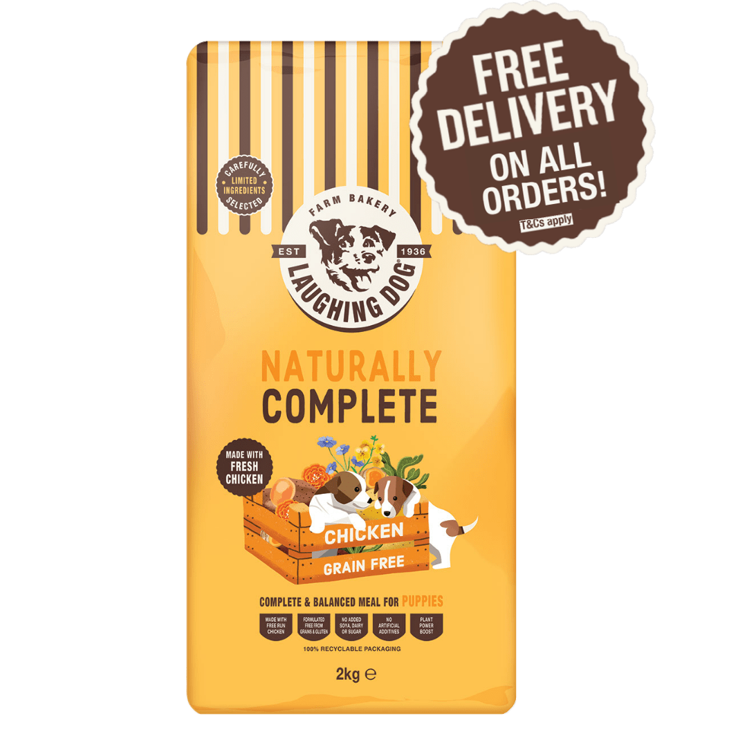 Puppy chicken flavoured dog food from Laughing Dog