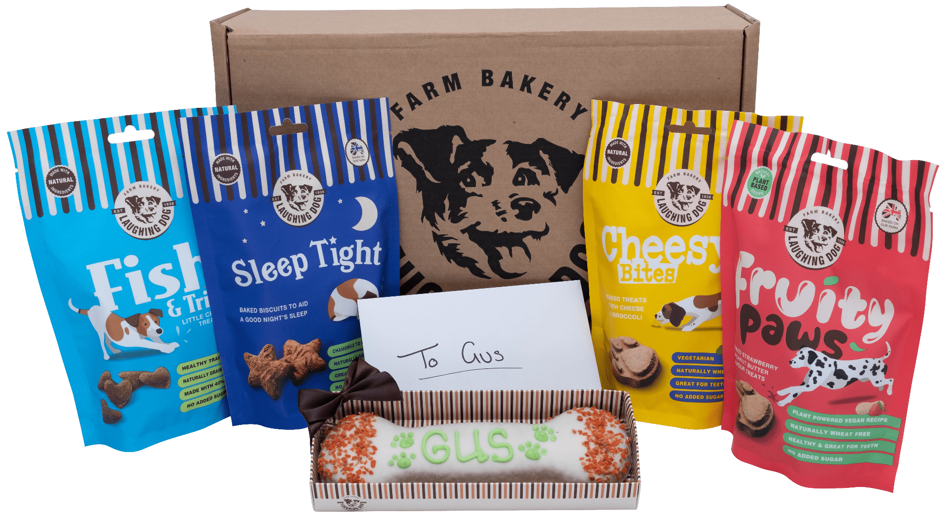 products personalised hamper out of box 1 cut 1 | Laughing Dog Food