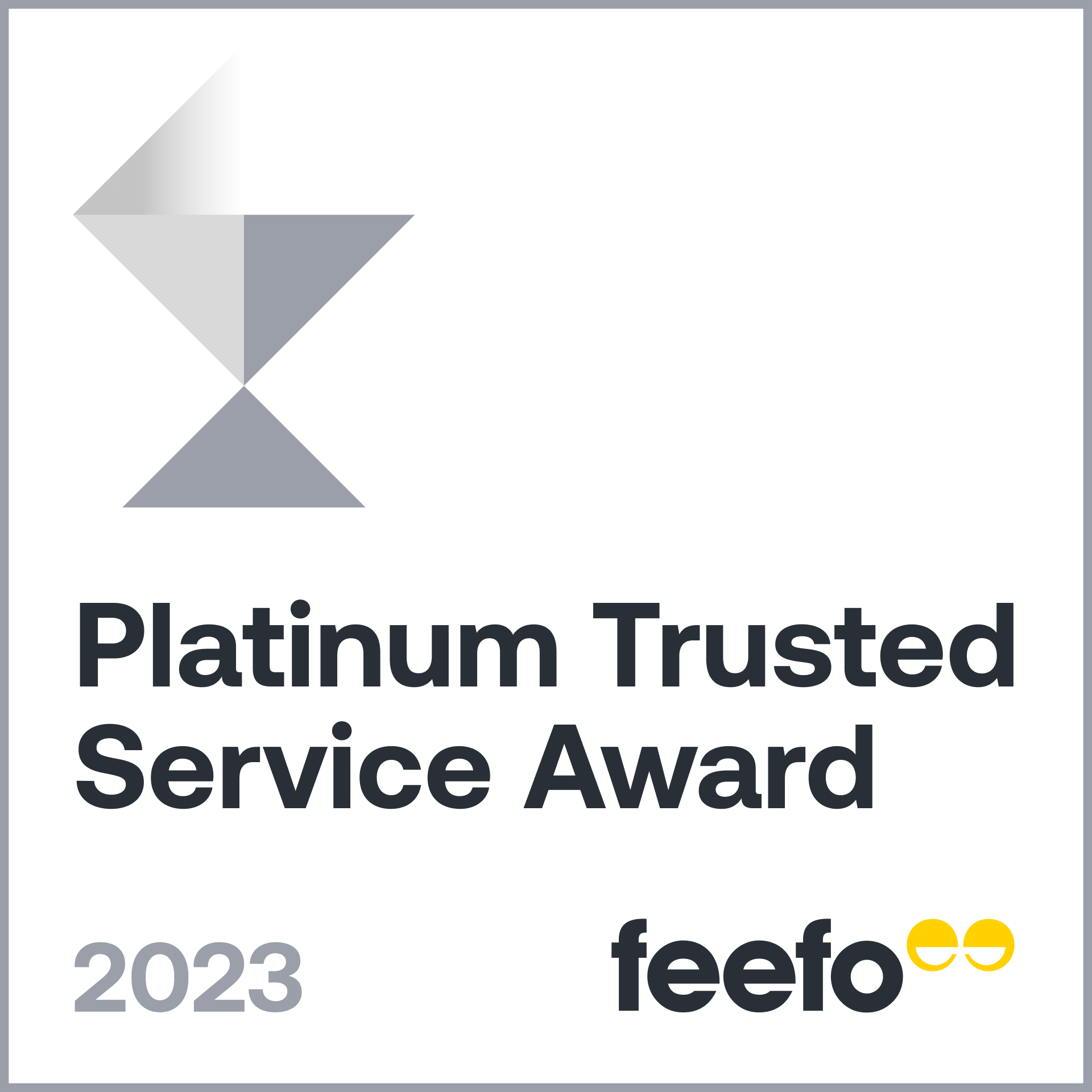 Platinum Trusted Service Award - Feefo 2023